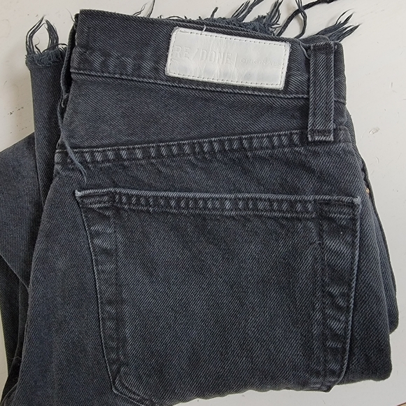 Redone High Rise Distressed Jean Washed Black Rip Size 27 - Picture 8 of 9